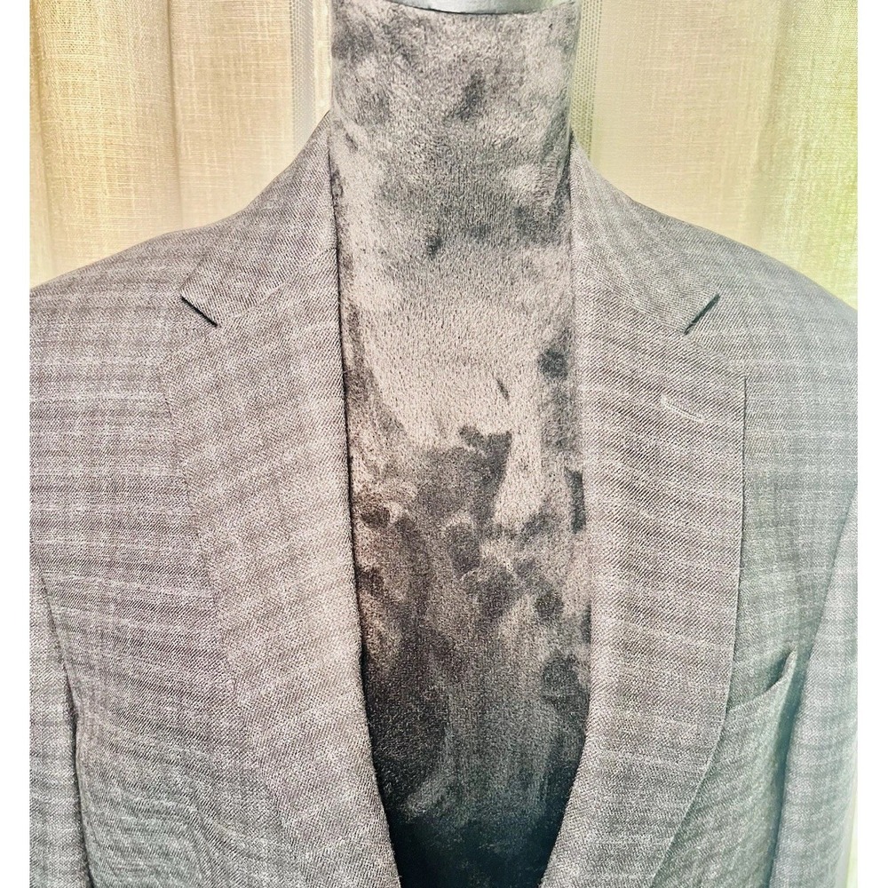 Jos A Bank Traveler Blazer Mens 40L Gray Plaid Wool Slim Fit 2 Button Sport Coat